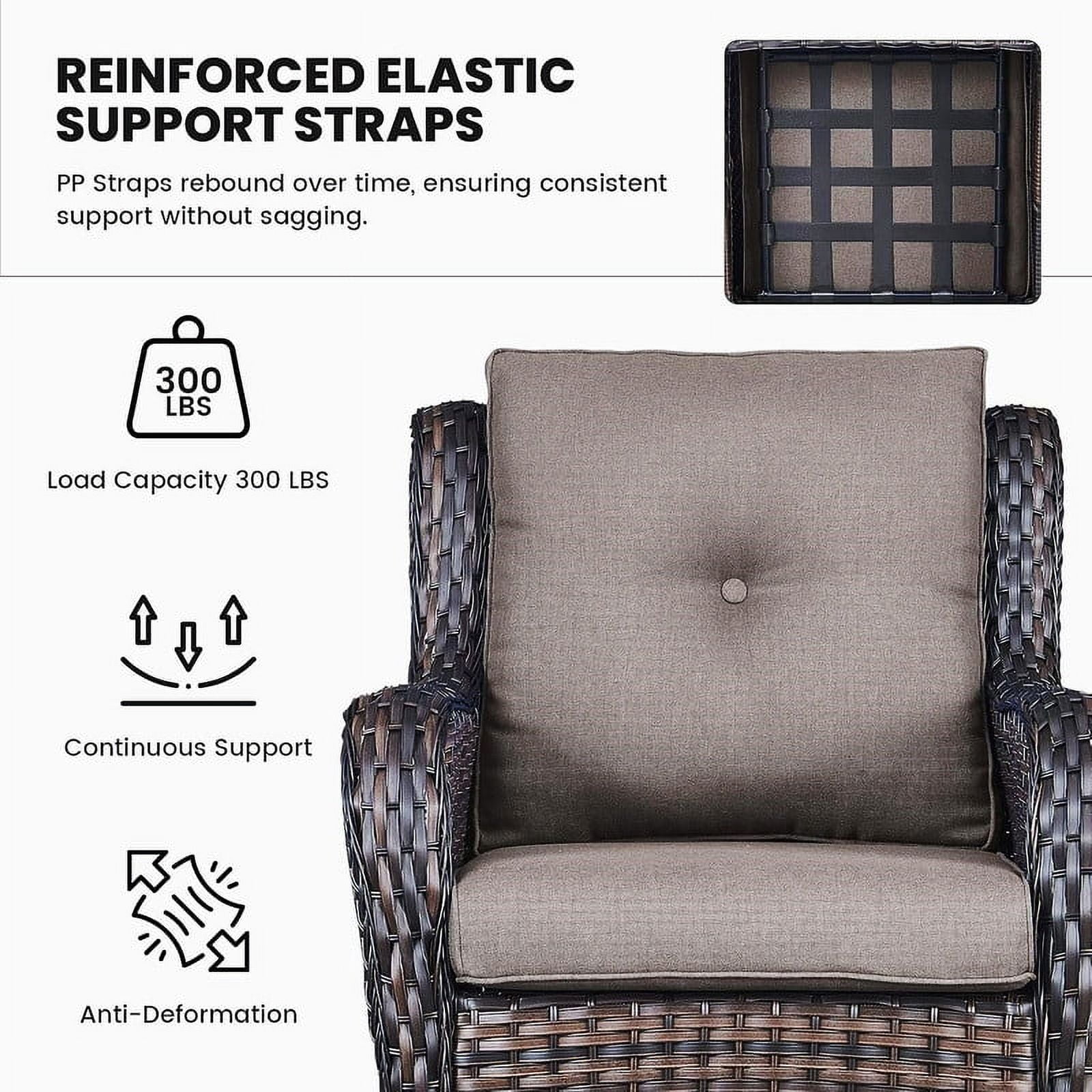 Bellefurn Patio Wicker Chairs Set of 2,High Back Outdoor Rattan Patio Chairs Outdoor Conversation Set for Garden Backyard Proch Deck