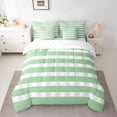 thumbnail image 2 of Homewish Green Buffalo Plaid Bedding Comforter Set 7 Pieces for Adult, Fashion Stripe Lines Full Bedding Set, Chic US Flag Reversible Fitted Sheet Flat Sheet, Breathable Home Decor, 2 of 7