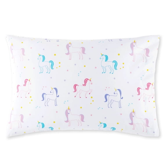 Wildkin Kids 100% Cotton Percale Standard Pillowcase for Boys and Girls - 30 x 20 Inches Inches (Unicorn Purple)