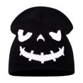 thumbnail image 2 of 22IN Halloween Pumpkin Knit Hat, Jack‑O‑Lantern Skull Cap, Warm Fall Winter Costume Accessory for Men Women Halloween Party &Daily Wear,I, 2 of 7