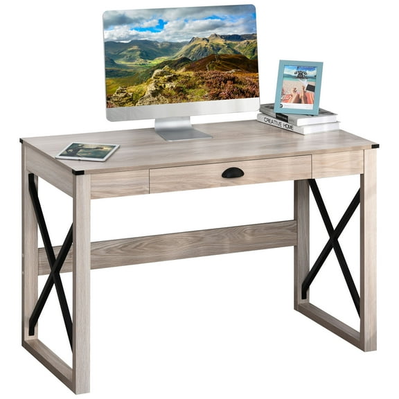 HOMCOM 44 inch Home Office Computer Desk, Rustic Writing Desk