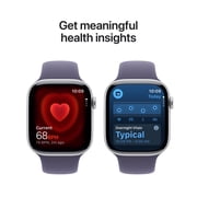 Apple Watch Series 11 [GPS 46mm] Smartwatch with Silver Aluminum Case with Purple Fog Sport Band - M/L
