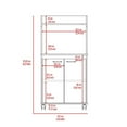 thumbnail image 6 of Newboti Furniture Kira Kitchen Kart, Double Door Cabinet, One Open Shelf, Two Interior Shelves -White 32025, 6 of 7