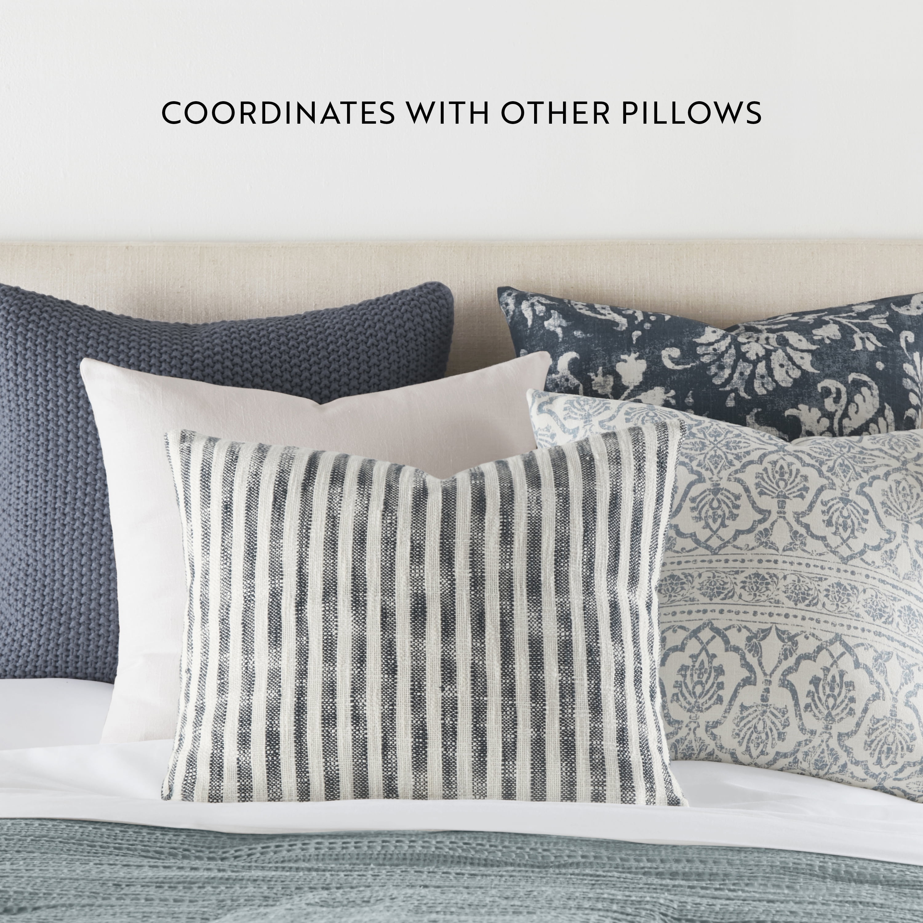 Noble Linens 2-Pack Seed Stitch Knit and Cotton Patterned Decor Throw Pillows - Stone