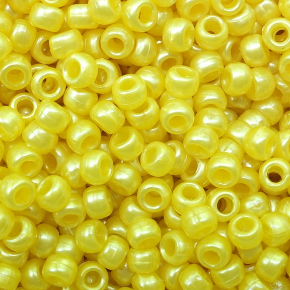 Pony Beads Yellow Pearl Crow Beads 6x9mm Large Hole Made in USA