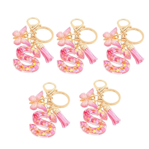 S Type Letter Pendant Pink Cute Initial Keychain Butterfly