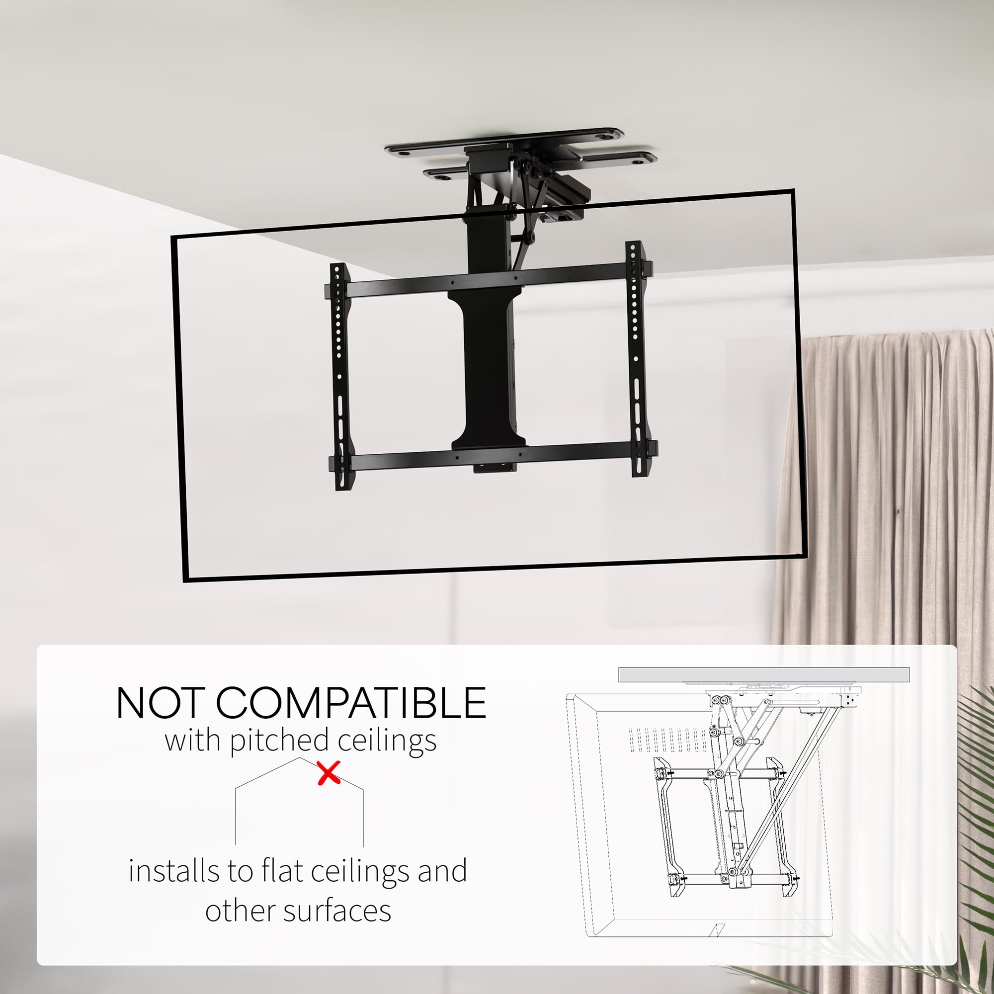 VIVO Black Electric Swivel Flip Down Ceiling TV Mount for 32" to 70" Screen