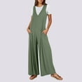 thumbnail image 3 of QATAINLAV Women's Casual Summer Loose Jumpsuits Flowy Wide Leg Jumper Pants Baggy V Neck Tank Rompers with Pockets Army Green XXL, 3 of 8