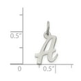 thumbnail image 3 of White Sterling Silver Charm Pendant 16 mm 9 Rhodium-Plated Small Script Initial A, 3 of 4