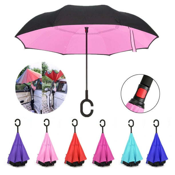 Generic 190T Double Layer Inverted Umbrella with CShaped Handle Anti