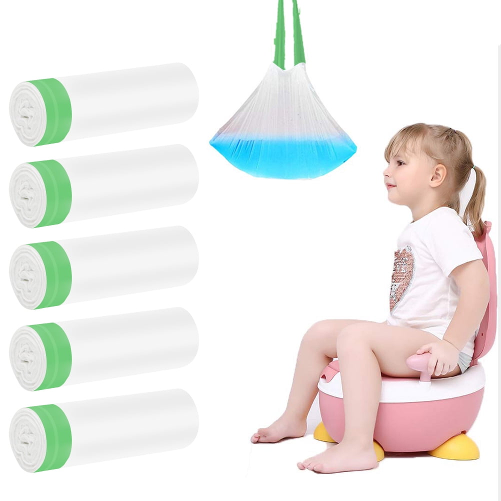 Potty Liners Disposable Toddler Disposable Potty Bags Potty Chair Liners with Drawstring for Baby Toilet 50 PCS 