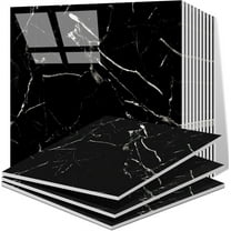 Duslogis 12pcs Peel and Stick Backsplash Tile, 11.8"x11.8" Self Adhesive Marble Tile for Wall, PET Waterproof Shower Wall Panels, Back Splash Stick on Tiles for Bathroom Living Room (Black)