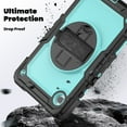 thumbnail image 6 of Allytech Rugged Case for Samsung Galaxy A9+ Plus 11" SM-X210 X215, Build in Screen Protector Hybrid Heavy Duty Shockproof Protective Rotating Stand Bumper Kids Friendly Shoulder Strap - Skyblue, 6 of 8