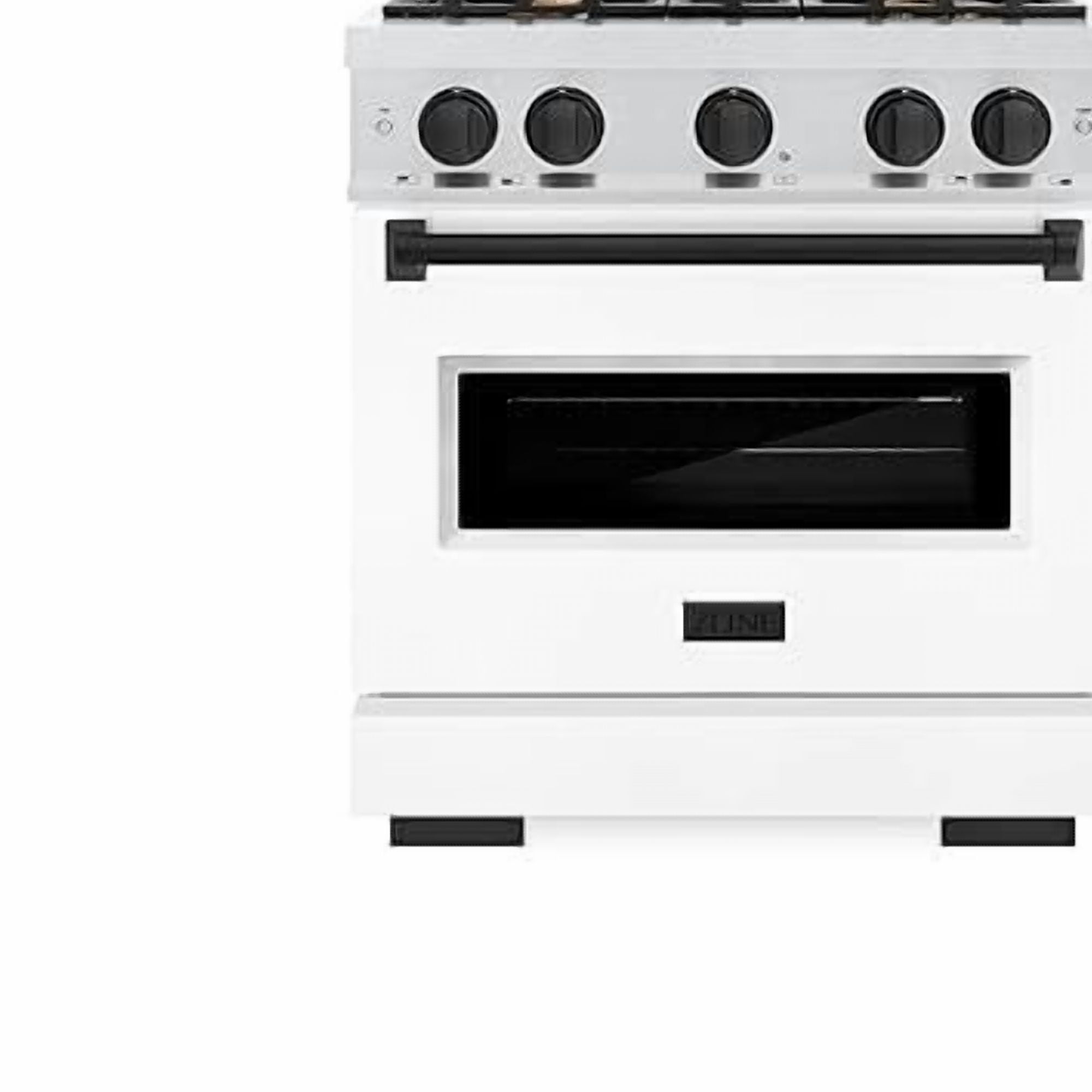 ZLINE Autograph Edition 30 in. 4.2 cu. ft. Classic Gas Range with 4 Burner Cooktop and Convection Gas Oven in DuraSnow Stainless Steel with White Matte Door and Matte Black Accents (CGRSZ-WM-30-MB)