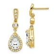 thumbnail image 3 of Sterling Silver Gold-plated Pear Cubic Zirconia Post Dangle Earrings, 3 of 6