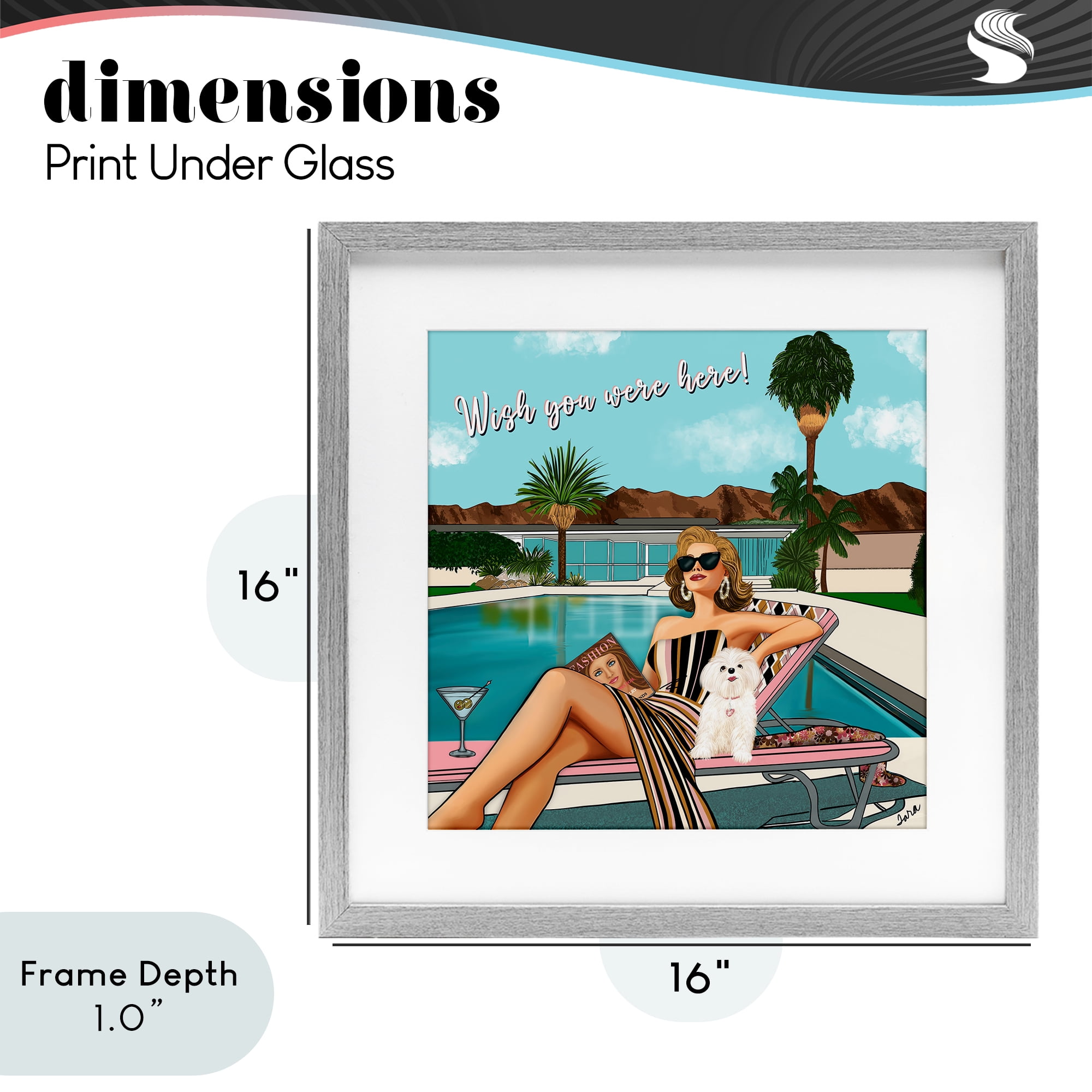 Stupell Industries Wish You Were Here Palm Springs Gray Framed Print Under Glass, design by Tara Boone