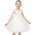 thumbnail image 3 of Flower Girls Dress White Rhinestone Mesh Tulle Wedding Bridesmaid Party 8 Years, 3 of 9
