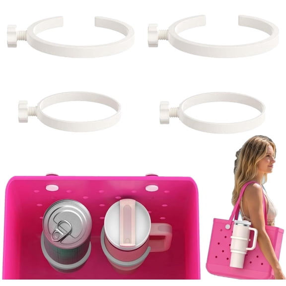 4 Pack Universal Cup Holder Insert, Fits 16-40oz Tumblers with Handle, Drink Holder Attachment for Beach Totes & Open-Hole Bags