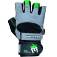 thumbnail image 2 of Meister Wrist Wrap Weight Lifting Gloves w/ Gel Padding (Pair) - Gray/Neon Green - Small, 2 of 5