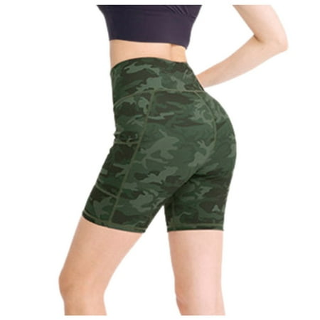 WNVMWI Womens Shorts Workout Shorts for Women Stretchy Shorts Women s Fashion Pocket Tight Elastic Quick Drying Sports Fitness Shorts Yoga Pants Casual Shorts Hot Pants Workout Bottoms Camouflage S