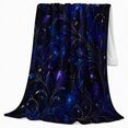 thumbnail image 2 of Galaxy Floral Petal Constellation Pattern, Mystical Celestial Art Scene, Warm Flannel Blanket for Sunroom and Reading Nook, Celestial Art Lovers Housewarming Gift, Fantasy Home Decor, 2 of 9