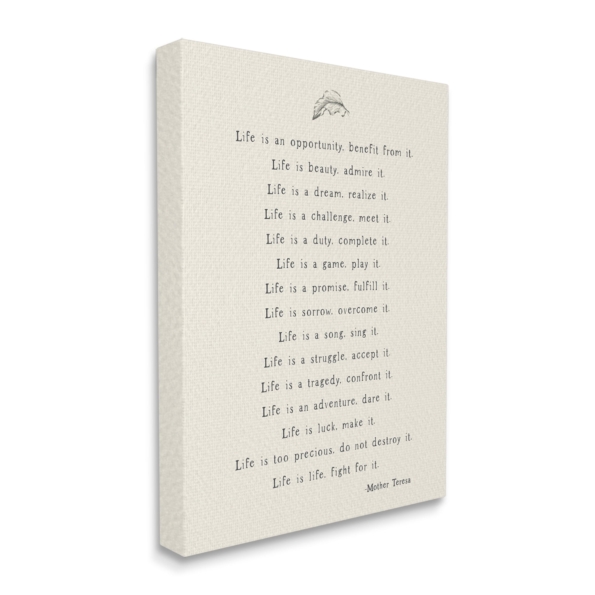Stupell Industries Uplifting Inspirational Mother Theresa Life Quote Simple Botanical Canvas Wall Art, 30 x 40, Design by Amy Brinkman