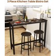 thumbnail image 5 of ZXNYH Dining Table Set, 39.4” Rectangle Pub Dining Set Kitchen Table Set Bar Table with Stools, 3-Piece Breakfast Table Set with Metal Frame for Kitchen Dining Room w/ 2 Chairs - White, 5 of 7