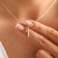 thumbnail image 4 of Turandoss 14K Gold Plated Dainty Diamond Cross Pendant Necklace for Women Faith Jewelry Trendy Personalizedt First Communion Christian Religious Gifts for Women Girls, 4 of 8