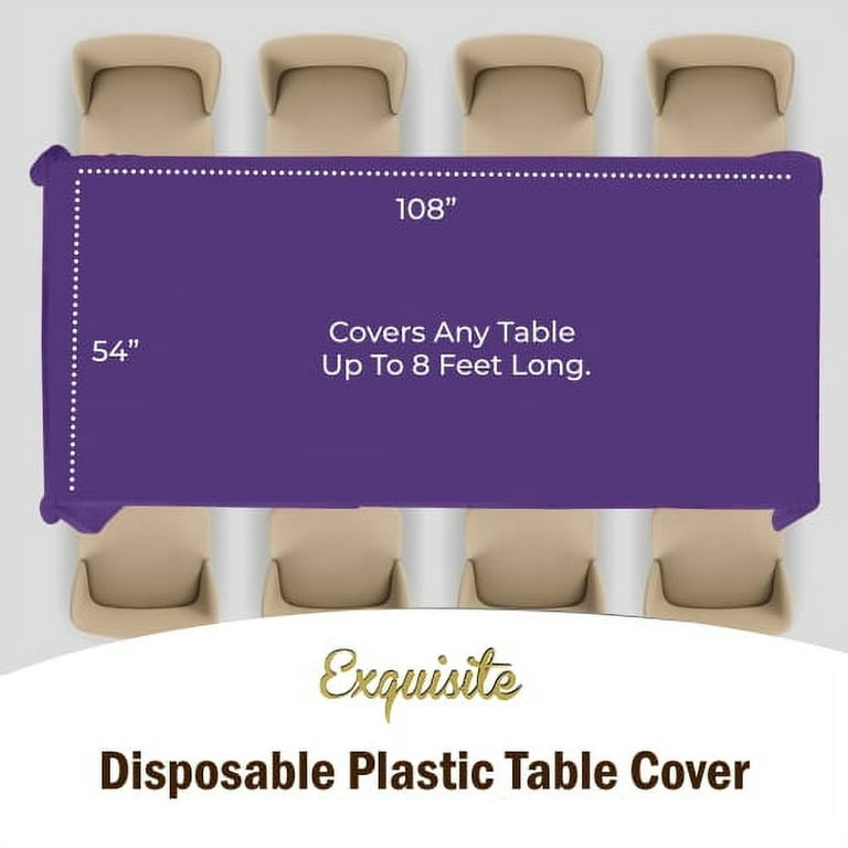 Touch of Color Purple Paper Table Cloth Plastic Lined 54x108 Rectangle  Cover