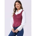 thumbnail image 2 of DARING DIVA Women's Faux Suede Vest Lace Up Party Sleeveless Jacket M Wine Red, 2 of 6
