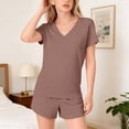 thumbnail image 3 of EnJoCho Girls 2 Piece Summer Outfits Tween Short Sleeve V Neck T Shirt Elastic Waist Shorts Matching Set Pockets Casual Beach Sets, 3 of 9