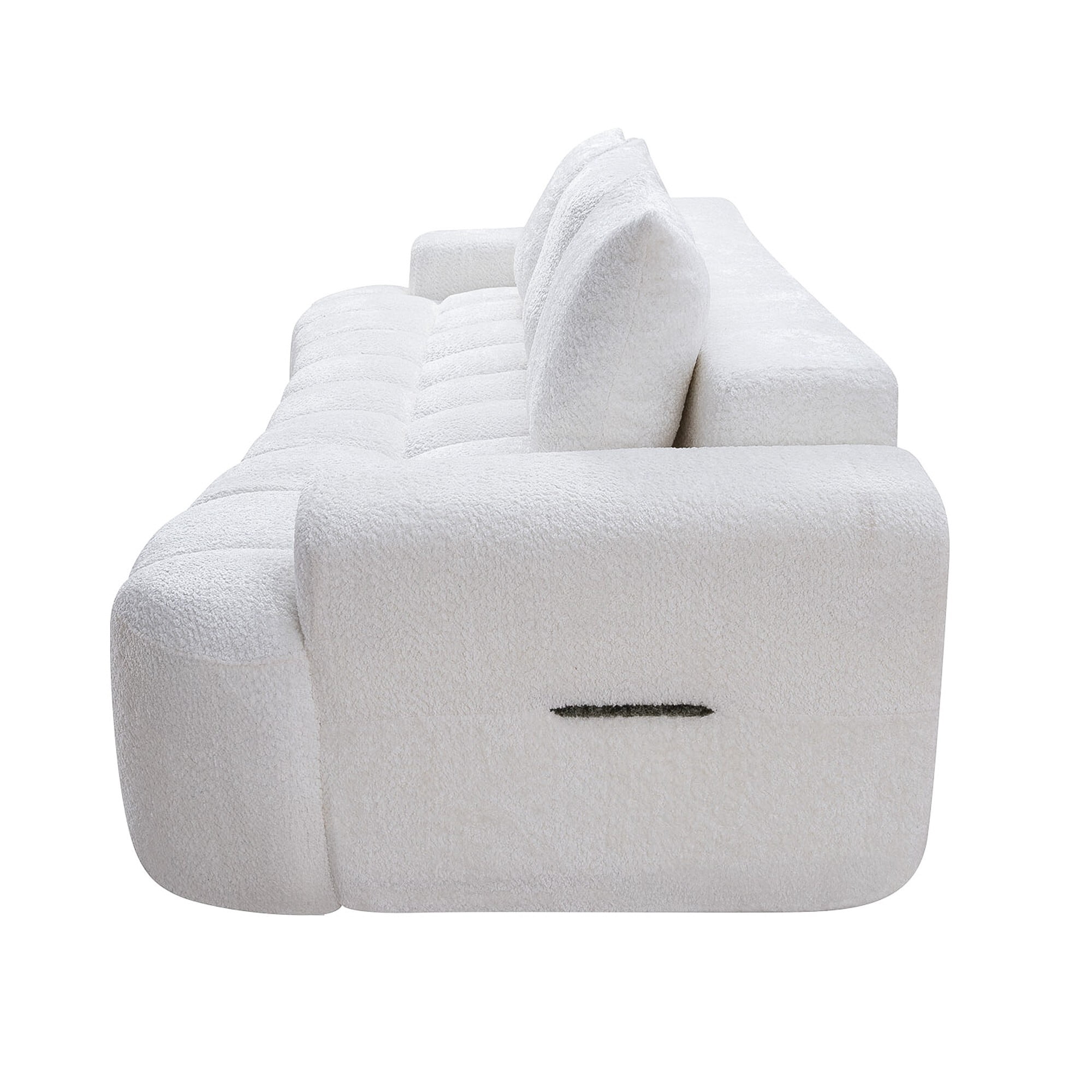 AENKYO 100" Curved Cloud Boucle Sofa, Modern 3-Seater Sculptural Couch, No Assembly, Cloud White