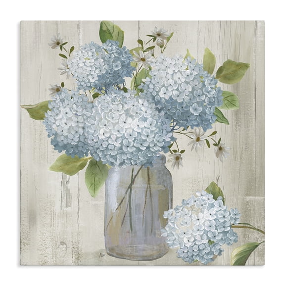 Stupell Industries Cottage Rustic Country Hydrangeas Canvas Art, 24 x 24, by Nan