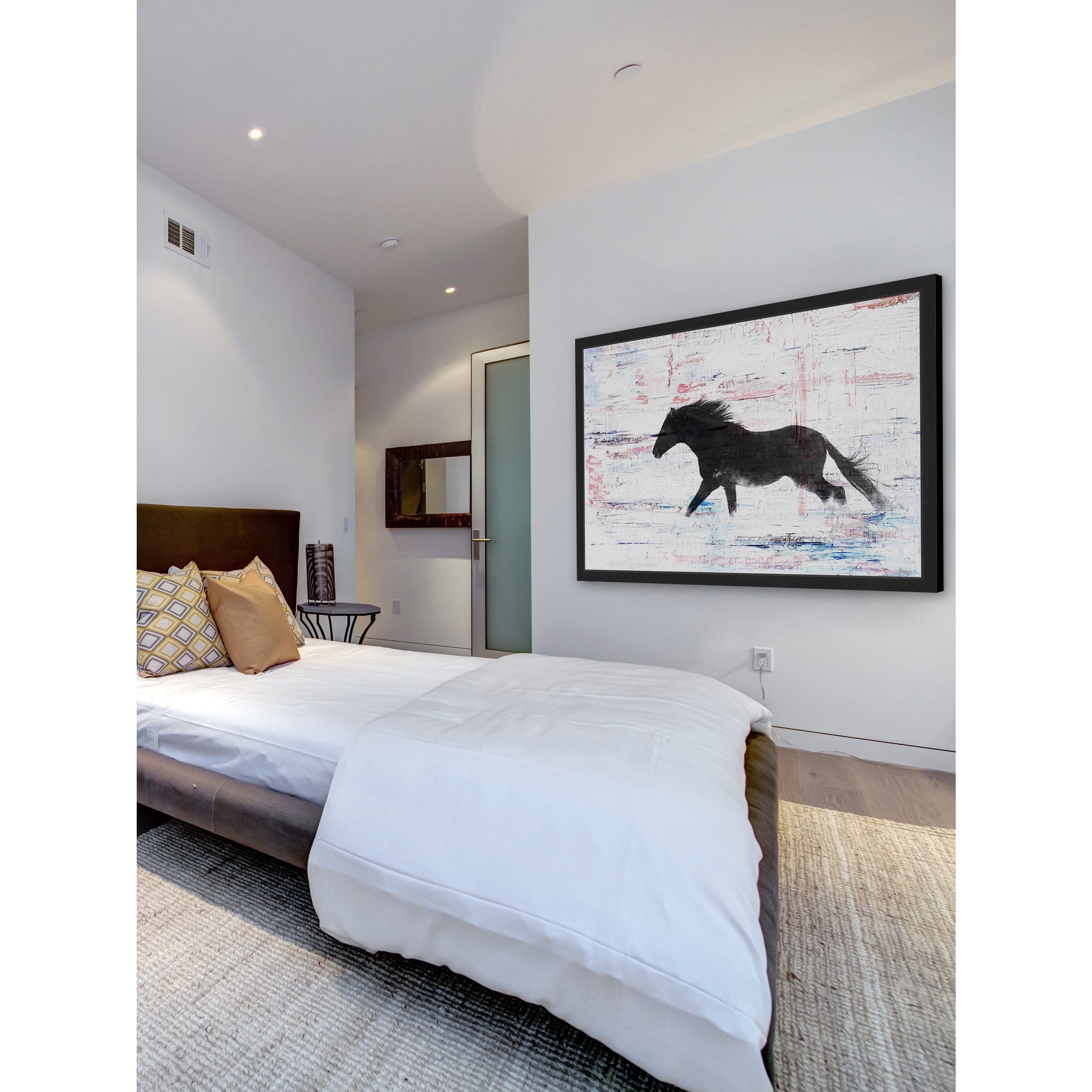 Parvez Taj "Black Horse Stride" Framed Painting Print