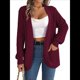 thumbnail image 1 of Cárdigan de Larga Abierto para Mujer, Suéter de Punto Grueso Drapeado, Prendas de Vestir Exteriores Vino Tinto L, 1 of 10