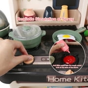 Large Kitchen Toy Set for Kids with Realistic Lights and Cooking Sounds Steam Play Sink Menu Board and Accessory Play Set