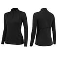 thumbnail image 3 of Yindaity Women's Athletic Half Zip Pullover Sweatshirt Workout Top Crop Quarter Zip Pullover Yoga Running Jackets Black,XL, 3 of 5