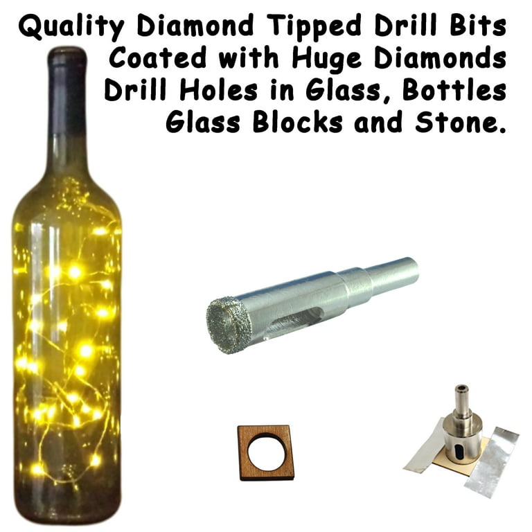 Glass Drill Bit for Bottles Drill 1/2 inch Drill Bit Diamond Hole Saw for Bottle Lights and Lamp Kit Drill Bit for Glass Bottles with Drill Guide for
