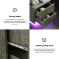 thumbnail image 2 of Modern Nightstand with LED Strip Lights and 2 Drawers, Wooden End Table, Square Sofa Side Table for Bedroom Living Room, Grey, 2 of 9