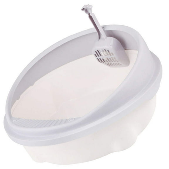 Baluue Pet Supply Cat Litter Litter Tray Portable 1 Set Light Grey Plastic