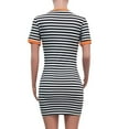 thumbnail image 4 of Henpk Summer Dresses for Women Striped T Shirt Dress Casual Midi Dress Short Sleeve Sundress with Pockets Stripe Print Fashion Dress Short Sleeve Mini Dress Orange XXXL, 4 of 6