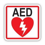 AED Defibrillator Sticker Decal - Self Adhesive Vinyl - Weatherproof - Made in USA - aeds hospital sign cardiac arrest