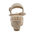 thumbnail image 4 of SHIBEVER Espadrilles for Women Open Toe Buckle Ankle Strap Wedge Heels Sandals Dressy Summer Comfy Platform Sandal Shoes Beige 8.5, 4 of 5