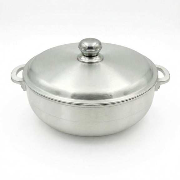 FryNest 5.5-Quart 11-Inch Traditional Caldero Pot with Silver Aluminum Lid, Aluminum Rice Pot for Arroz, Beans, Soups and Stews, Induction Compatible