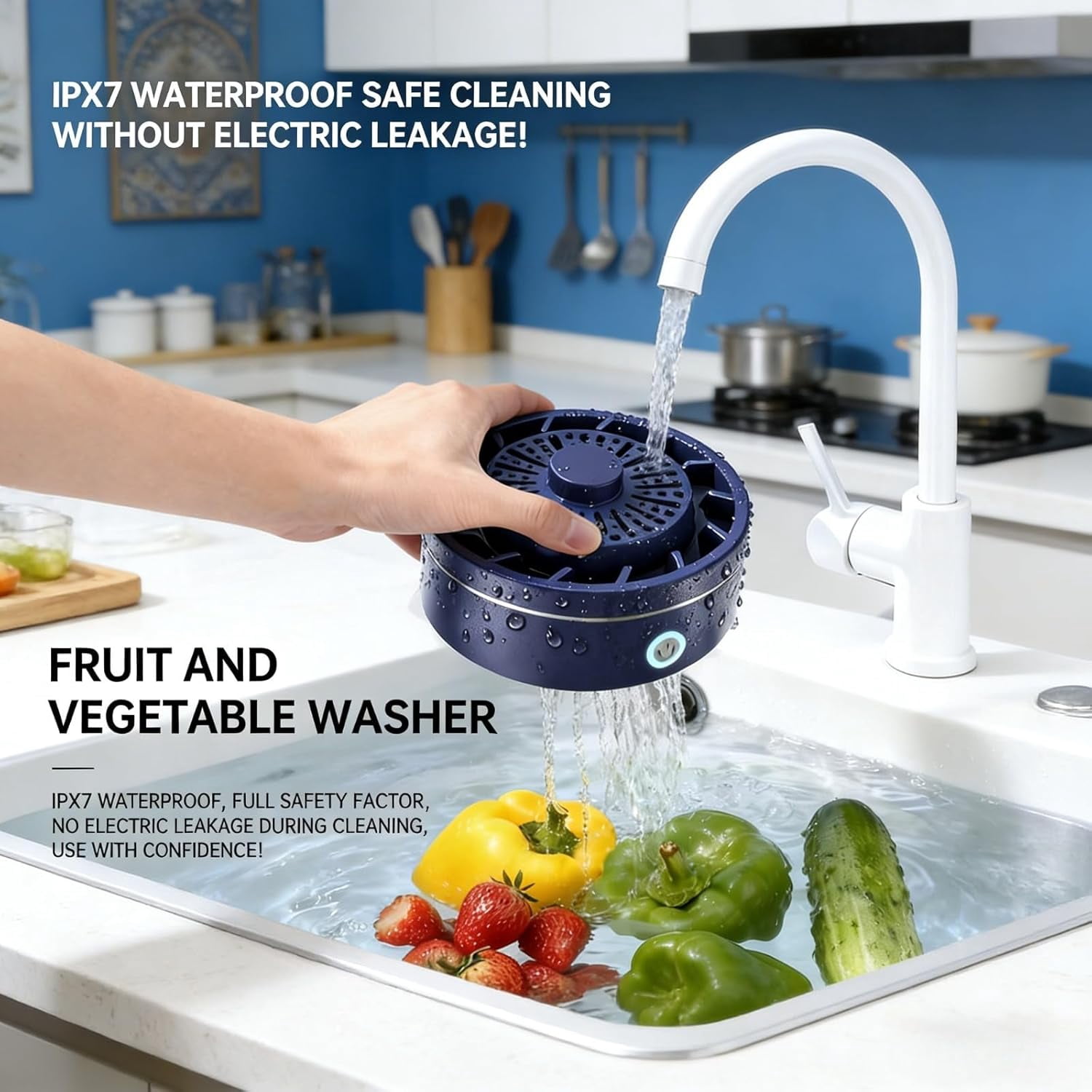 PuriProduce Fruit and Vegetable Cleaner, Wireless Portable Produce Purifier Device, Efficient Washing Machine for Home Kitchen Food Cleaning (White)