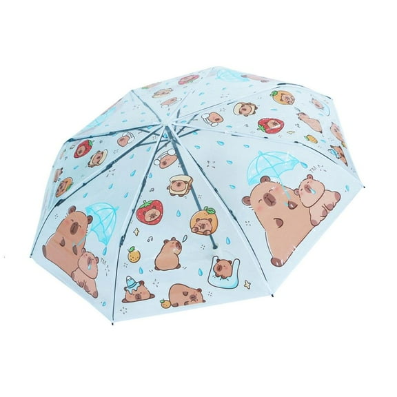 YIEMEEN Auto Windproof Travel Umbrella Automatic Open Close Compact Clear Capybara Print