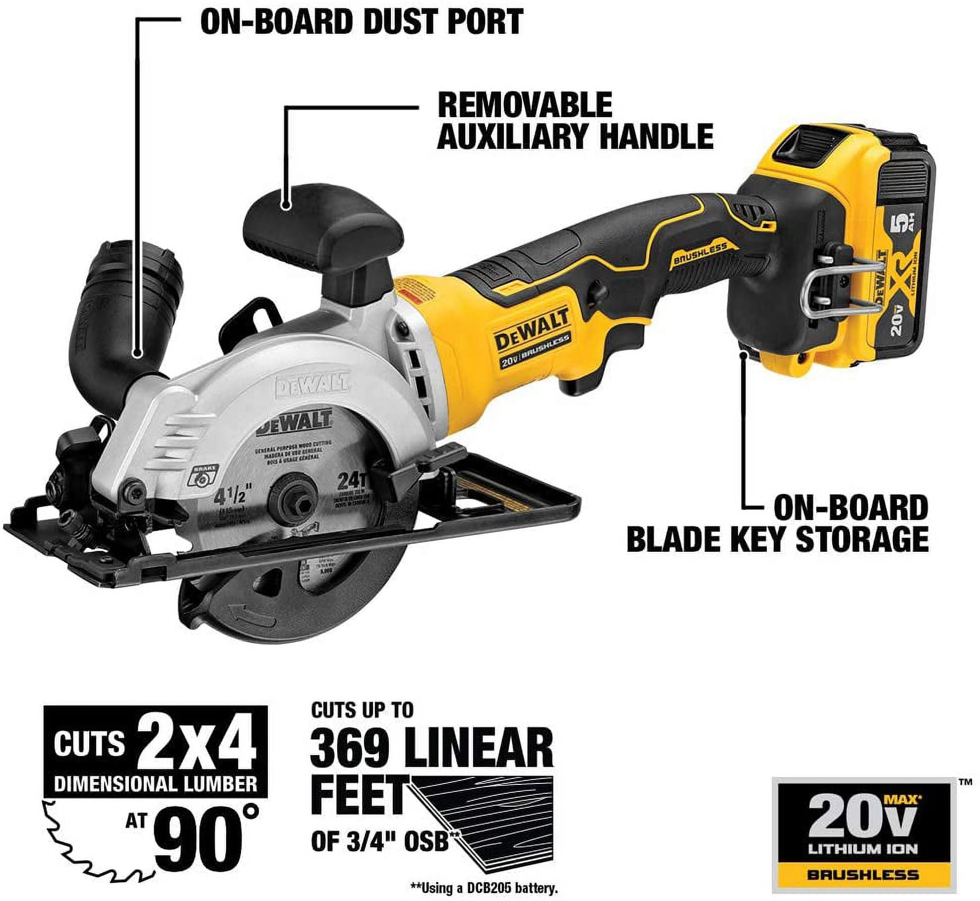 DEWALT ATOMIC 20V MAX Circular Saw, 4-1/2-Inch, Tool Only (DCS571B) 