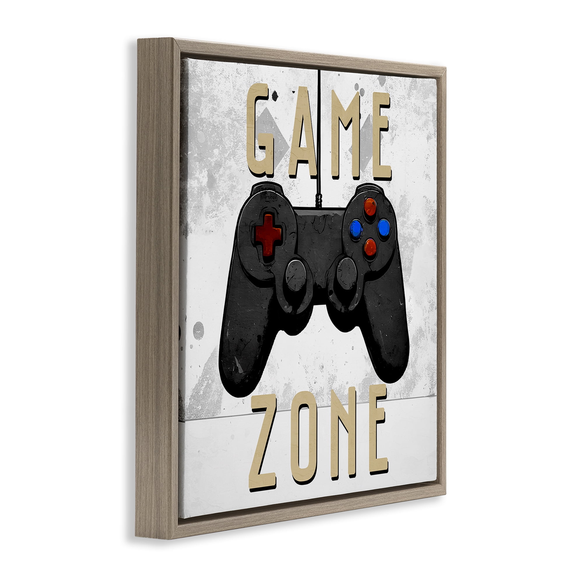 Stupell Industries Game Zone Control Brown Framed Floater Canvas Wall Art, design by Kim Allen