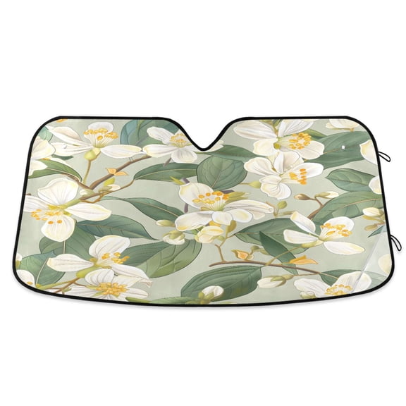 ALAZA Lily Flower with Leaf Windshield Sun Shade Car Foldable Visor Block UV Rays Protector 55"x27.6"