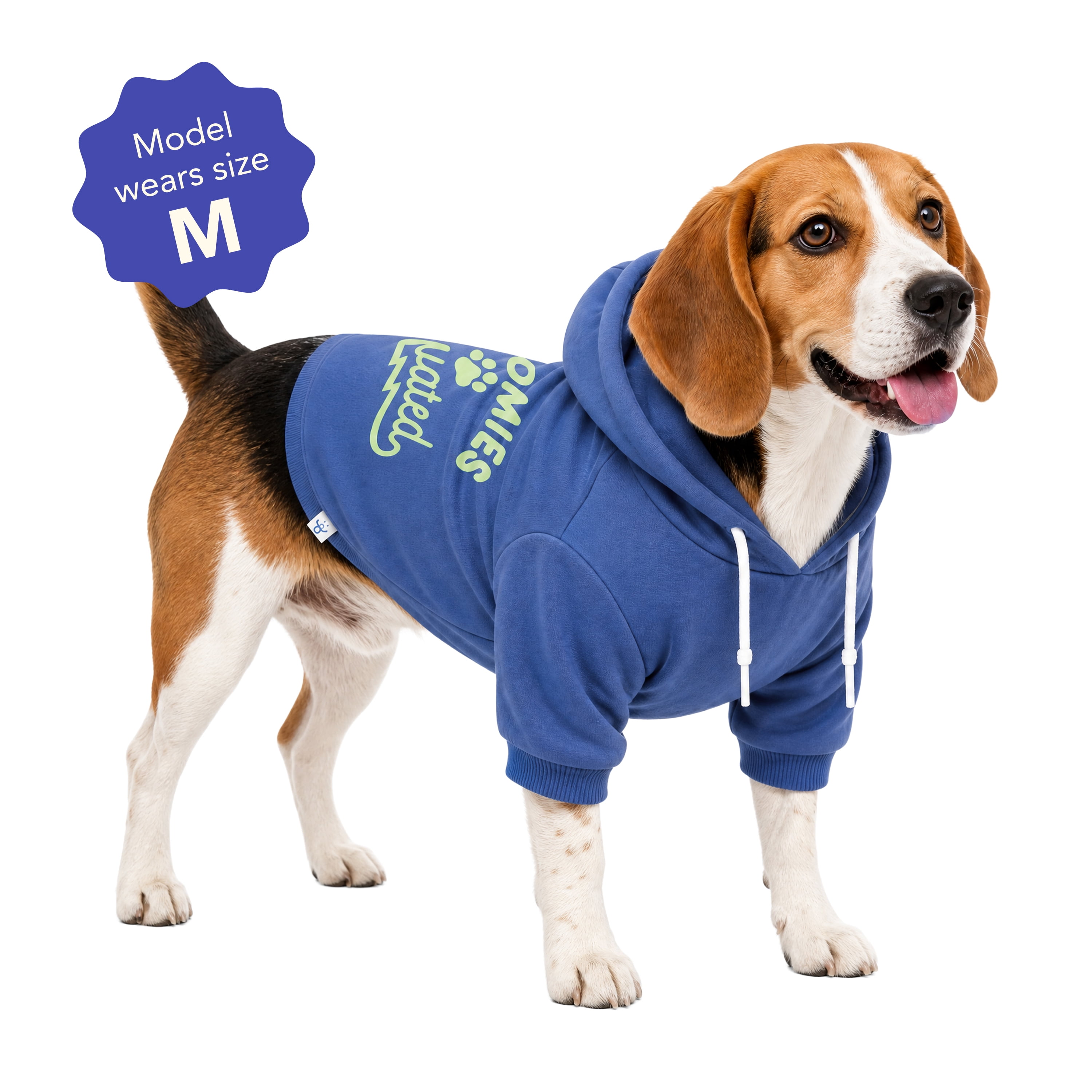 Oodles Zoomie Activated Fall Dog Hoodie, Blue, Medium